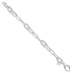 Sterling Silver Polished and Textured Paperclip Link Bracelet QG6398-7.5