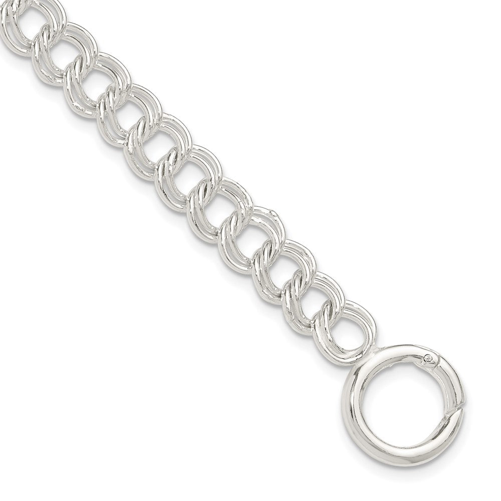 Sterling Silver Polished Double Link 7in Charm Bracelet QG6399-7