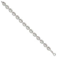 Sterling Silver Polished Fancy Link Bracelet QG6414-7.5