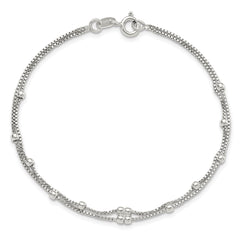 Sterling Silver Rhodium-plated Polished Beaded 2 Strand 7.5in Bracelet QG6419-7.5