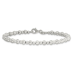 Sterling Silver Rhodium-plated Beaded 7.5in Bracelet QG6420-7.5