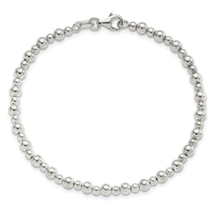 Sterling Silver Rhodium-plated Beaded 7.5in Bracelet QG6420-7.5