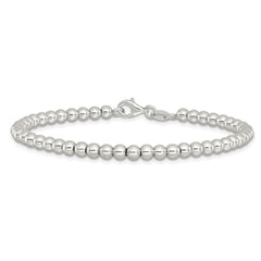 Sterling Silver Rhodium-plated 4mm Beaded 7.5in Bracelet QG6421-7.5