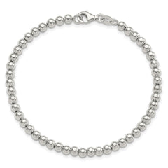 Sterling Silver Rhodium-plated 4mm Beaded 7.5in Bracelet QG6421-7.5