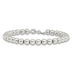 Sterling Silver Rhodium-plated 6mm Beaded 7.5in Bracelet QG6422-7.5