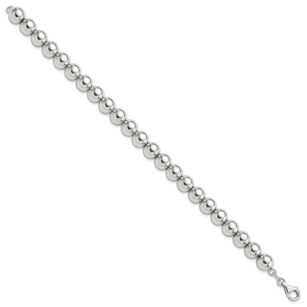 Sterling Silver Rhodium-plated 8mm Beaded 7.5in Bracelet QG6423-7.5