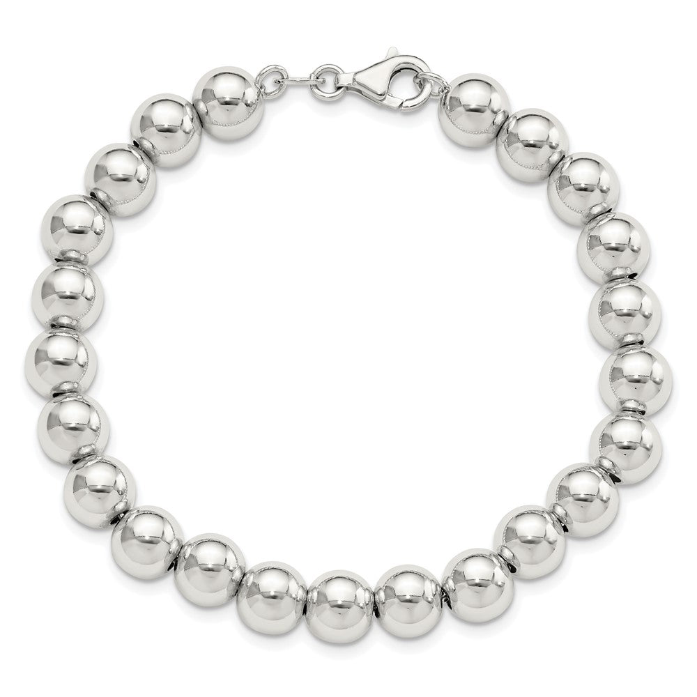 Sterling Silver Rhodium-plated 8mm Beaded 7.5in Bracelet QG6423-7.5