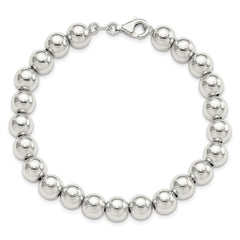 Sterling Silver Rhodium-plated 8mm Beaded 7.5in Bracelet QG6423-7.5