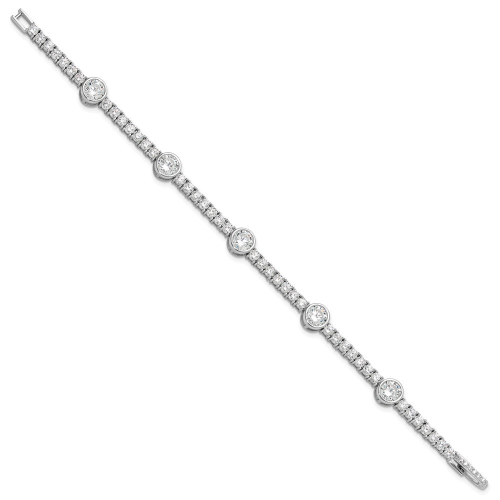 Sterling Silver Rhodium-plated CZ 7in Tennis Bracelet QG6425-7