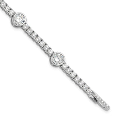 Sterling Silver Rhodium-plated CZ 7in Tennis Bracelet QG6425-7