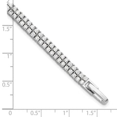 Sterling Silver Rhodium-plated Double Row CZ 7.25in Tennis Bracelet QG6428-7.25