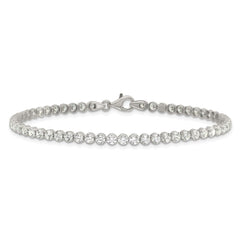 Sterling Silver Rhodium-plated 3 mm Round CZ 7.5in Tennis Bracelet QG6429-7.5