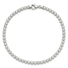 Sterling Silver Rhodium-plated 3 mm Round CZ 7.5in Tennis Bracelet QG6429-7.5