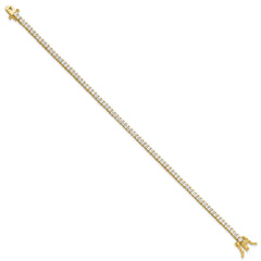 Sterling Silver Gold-tone 3mm Princess Cut CZ 7.75in Tennis Bracelet QG6430GP-7.75