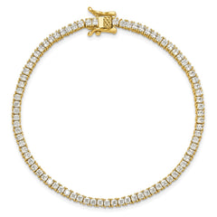 Sterling Silver Gold-tone 3mm Princess Cut CZ 7.75in Tennis Bracelet QG6430GP-7.75