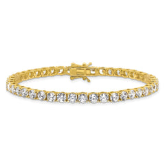 Sterling Silver Gold-tone 4mm CZ 7.5in Tennis Bracelet QG6432GP-7.5