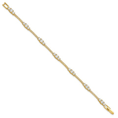 Sterling Silver Gold-tone CZ 7in Bracelet QG6435GP-7