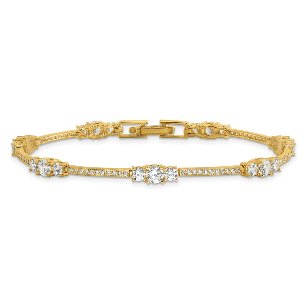 Sterling Silver Gold-tone CZ 7in Bracelet QG6435GP-7