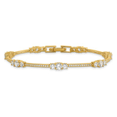 Sterling Silver Gold-tone CZ 7in Bracelet QG6435GP-7