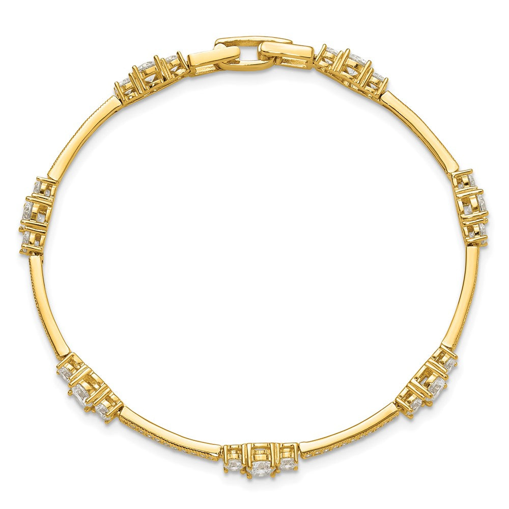Sterling Silver Gold-tone CZ 7in Bracelet QG6435GP-7