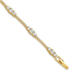 Sterling Silver Gold-tone CZ 7in Bracelet QG6435GP-7