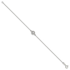 Sterling Silver Rhodium-plated Halo CZ 7.25in Bracelet QG6439-7.25