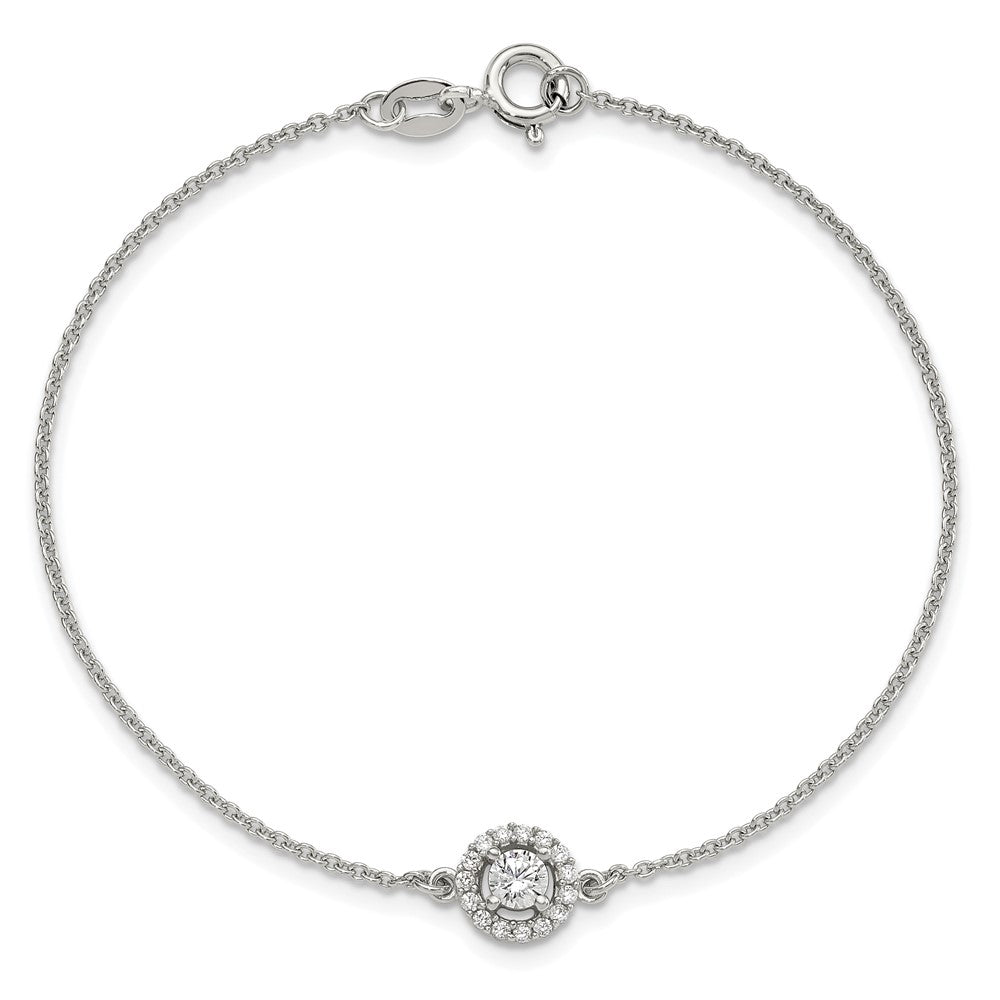 Sterling Silver Rhodium-plated Halo CZ 7.25in Bracelet QG6439-7.25