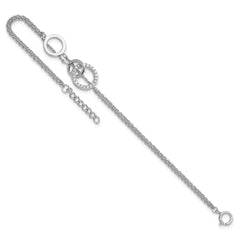 Sterling Silver RH-plated CZ Double Strand Circles w/1.25in Ext Bracelet QG6440-6.5