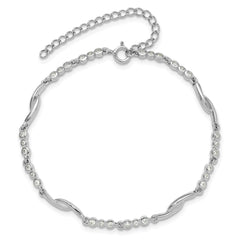 Sterling Silver Rhodium-plated Polished CZ w/2in ext. Bracelet QG6444-6.5