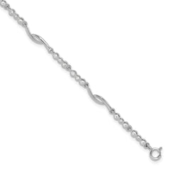 Sterling Silver Rhodium-plated Polished CZ w/2in ext. Bracelet QG6444-6.5