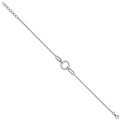 Sterling Silver Rhodium-plated Fancy CZ Circle 7in w/1in ext Bracelet QG6446-7