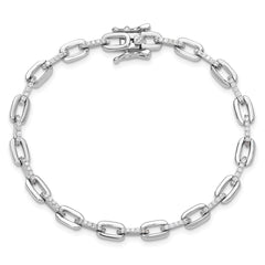 Sterling Silver Rhodium-plated with CZ Link 7in Bracelet QG6448-7