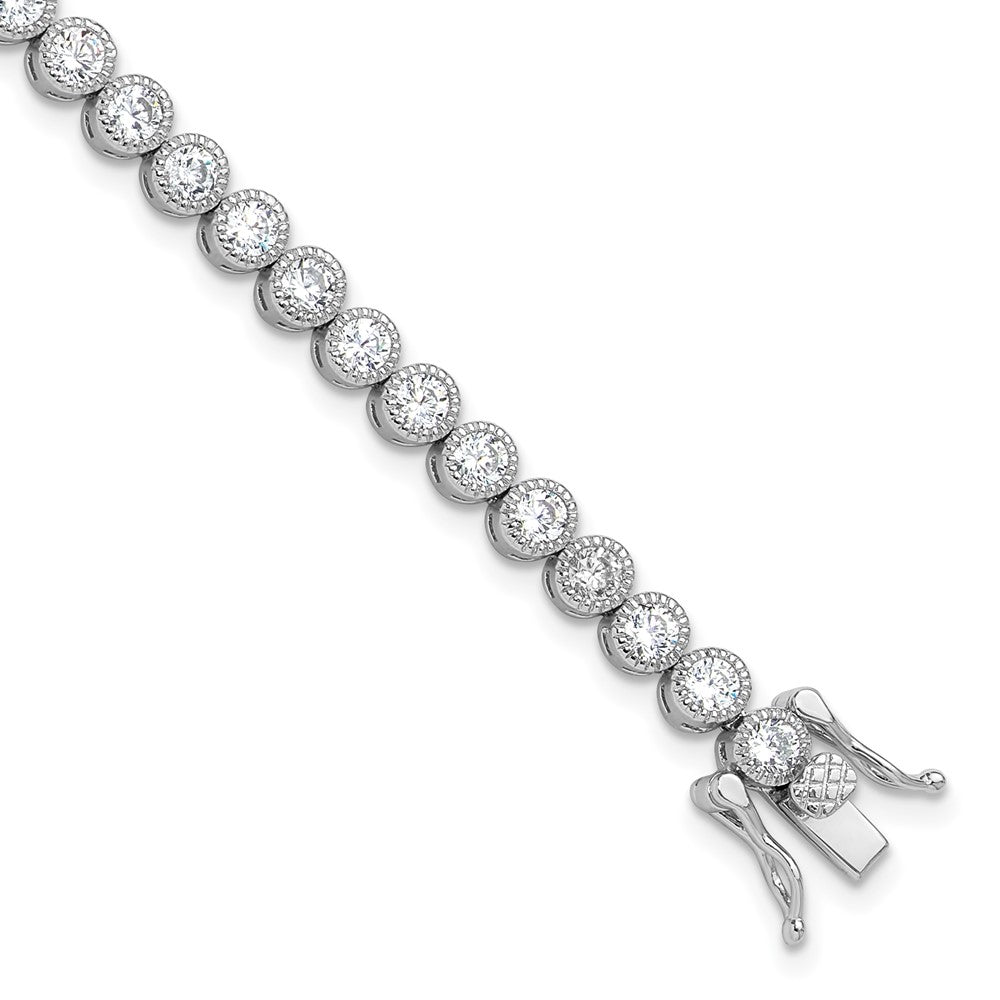 Sterling Silver Rhodium-plated 3.5 mm Round CZ 7.5in Tennis Bracelet QG6457-7.5