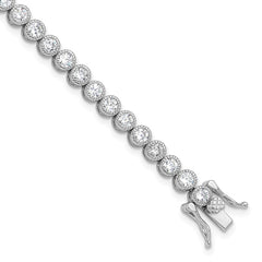 Sterling Silver Rhodium-plated 3.5 mm Round CZ 7.5in Tennis Bracelet QG6457-7.5