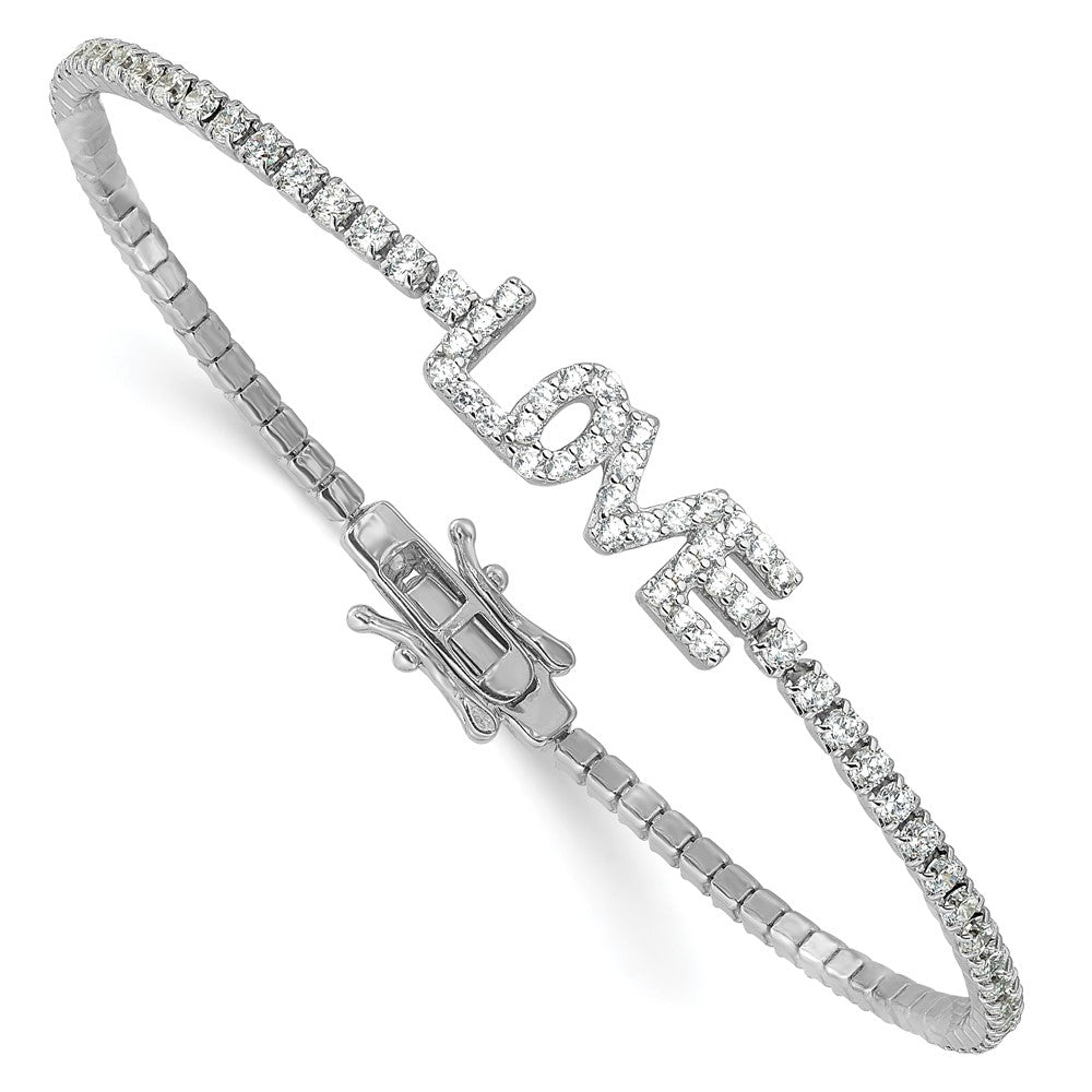 Sterling Silver Rhodium-plated CZ LOVE 7.25in Tennis Bracelet QG6459-7.25