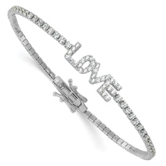 Sterling Silver Rhodium-plated CZ LOVE 7.25in Tennis Bracelet QG6459-7.25