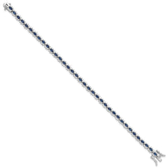 Sterling Silver Rhodium-plated with Blue and White CZ 7.5in Bracelet QG6472-7.5