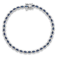 Sterling Silver Rhodium-plated with Blue and White CZ 7.5in Bracelet QG6472-7.5