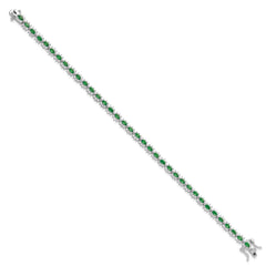 Sterling Silver Rhodium-plated with Green and White CZ 7.5in Bracelet QG6478-7.5