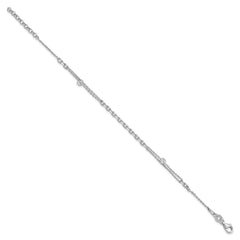 Sterling Silver Rhodium-plated Polished 7in w/1in ext Fancy CZ Bracelet QG6512-7
