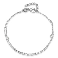 Sterling Silver Rhodium-plated Polished 7in w/1in ext Fancy CZ Bracelet QG6512-7