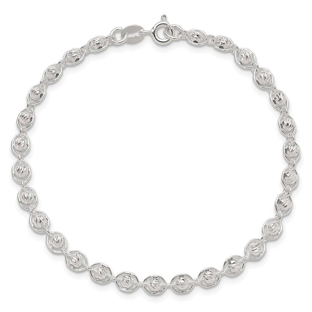 Sterling Silver Polished and Diamond Cut Beaded Bracelet QG6527-7.5