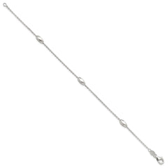 Sterling Silver Polished Fancy Beaded Link 7.5in Bracelet QG6537-7.5