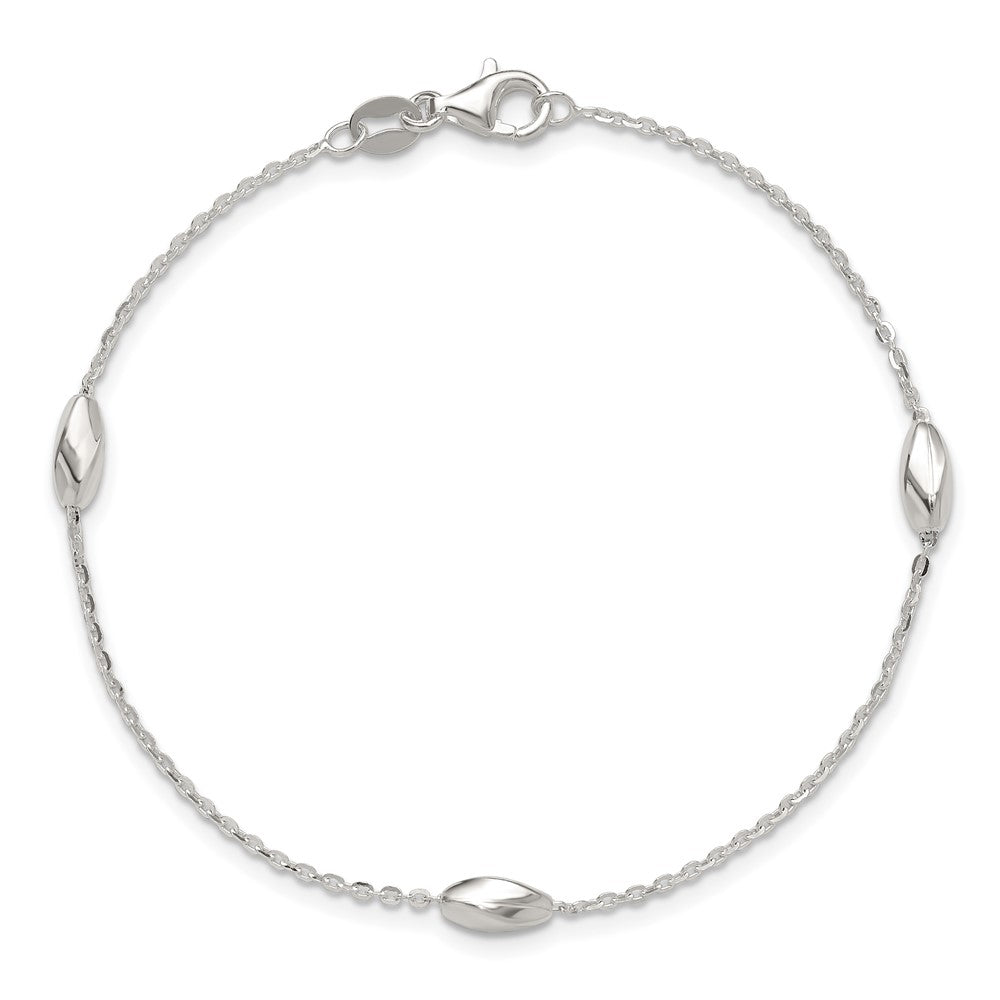 Sterling Silver Polished Fancy Beaded Link 7.5in Bracelet QG6537-7.5