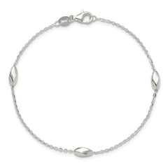 Sterling Silver Polished Fancy Beaded Link 7.5in Bracelet QG6537-7.5