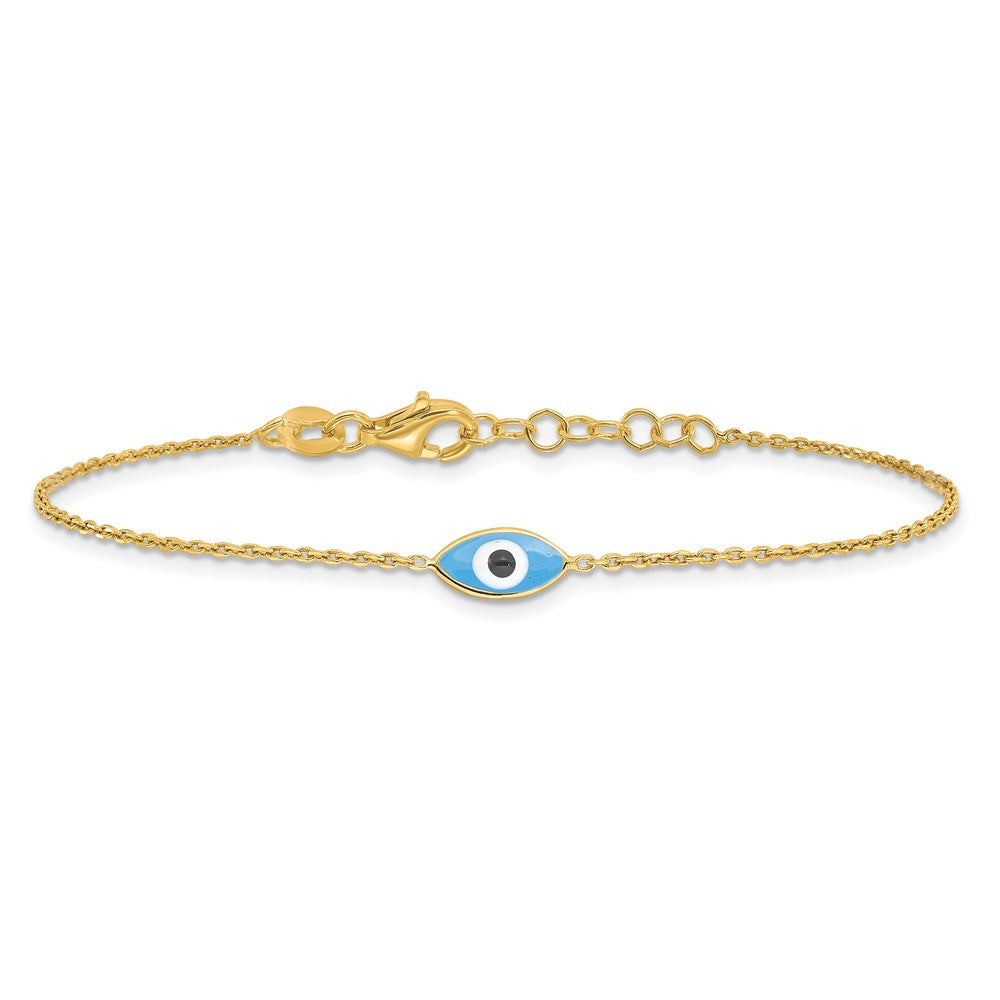 Sterling Silver Gold-plated Enamel Evil Eye w/.5 in ext. Bracelet QG6545-7