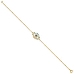 Sterling Silver Gold-tone Glass and Glass Crystal Evil Eye Bracelet QG6546-7