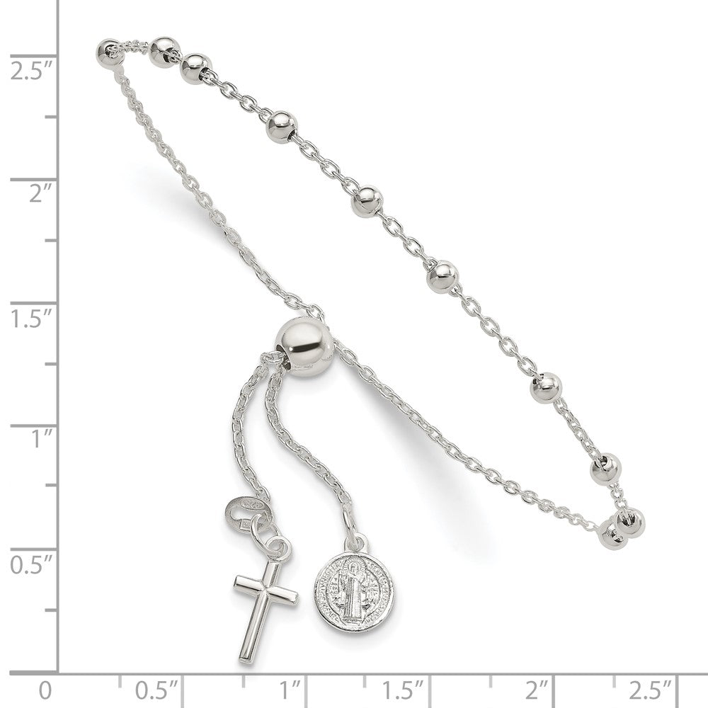 Sterling Silver St. Benedict Adjustable Rosary Bracelet QG6562