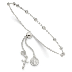 Sterling Silver St. Benedict Adjustable Rosary Bracelet QG6562