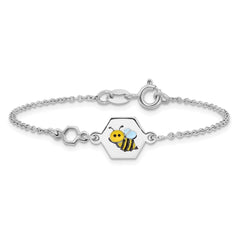 Sterling Silver Polished Enameled Bee 6in Children's Bracelet QG6728-6
